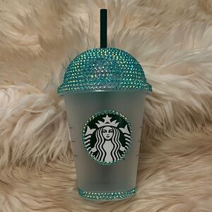 NWOT Starbucks Bling Cup with Teal Rhinestones
